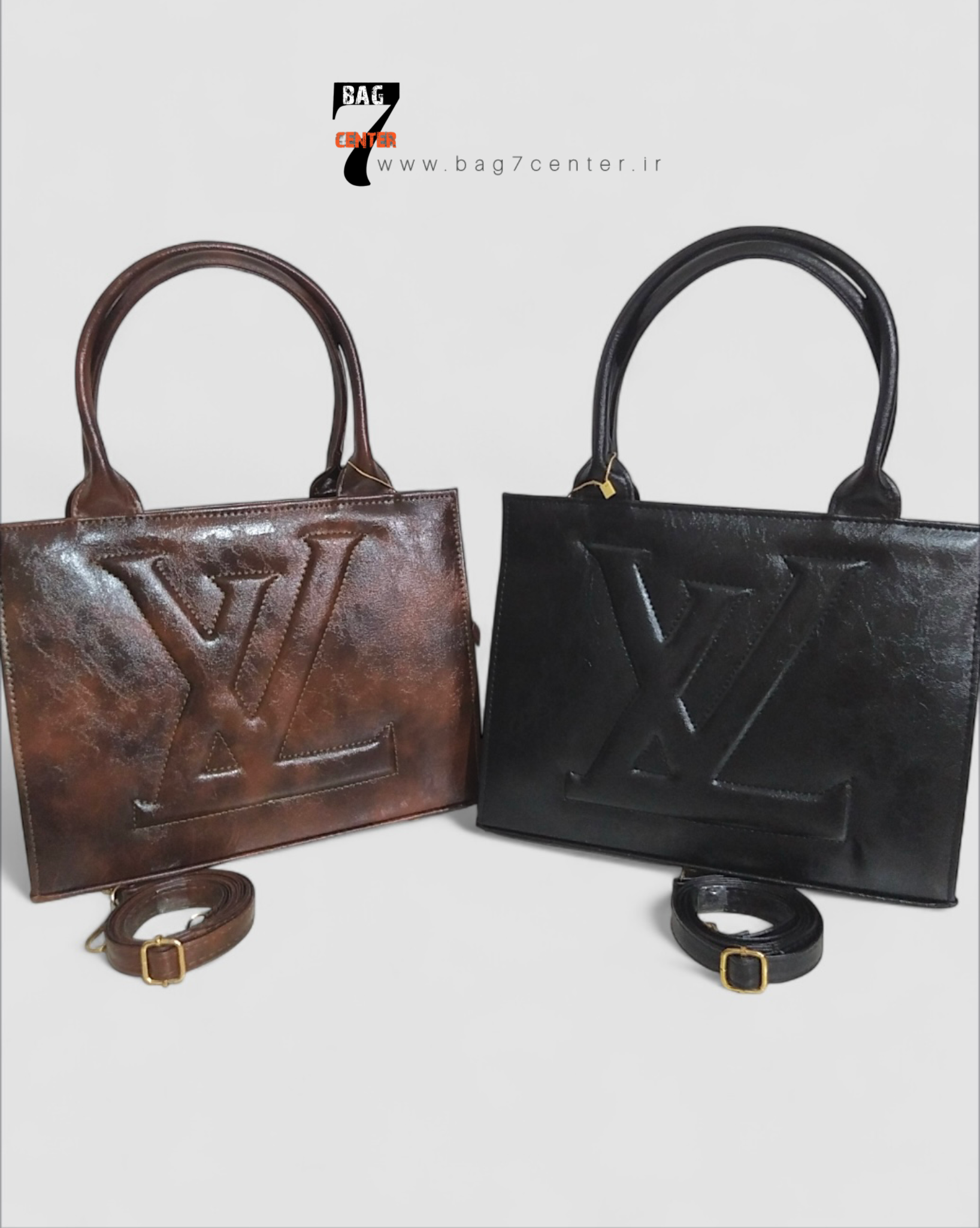 کیف کلاسیک چرم مشکی و قهوه ای