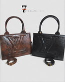 کیف کلاسیک چرم مشکی و قهوه ای