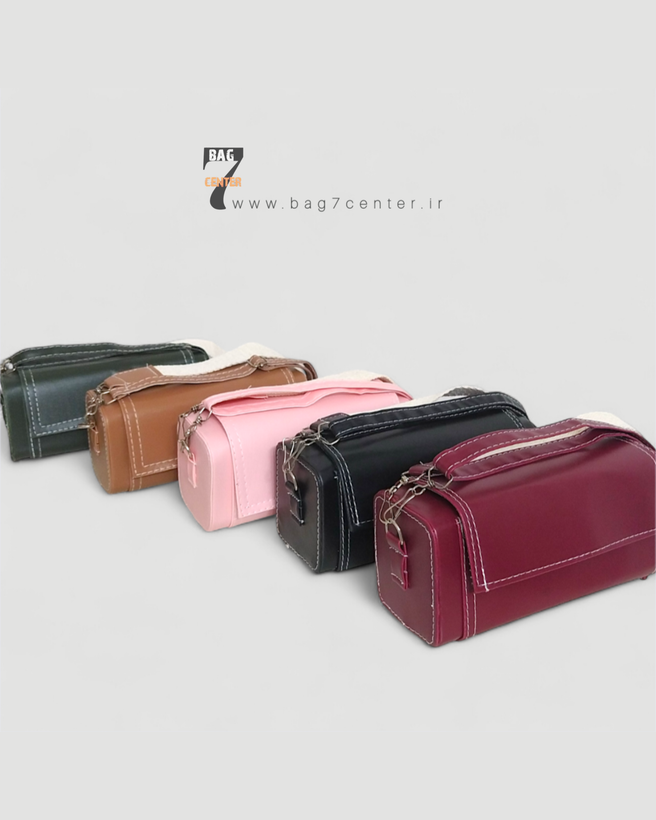 کیف زنانه چرمی طوسی با بند دوشی قابل تظیم