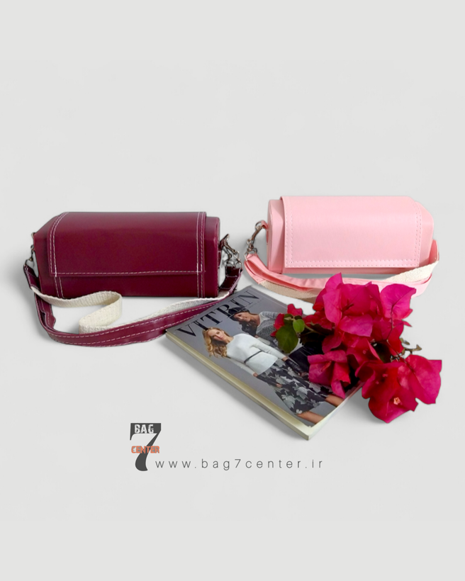 کیف دخترانه رنگ نسکافه ای چرم استوانه ای