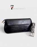 کیف چرم دستی مشکی بند کوتاه