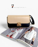 کیف دستی زنانه چرم کوچک دو رنگ کرم مشکی