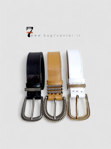 کمربند چرم دور دوخت زنانه سگگ استیل