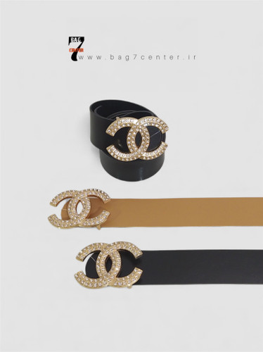 کمربند زنانه مجلسی مشکی با سگک طلایی