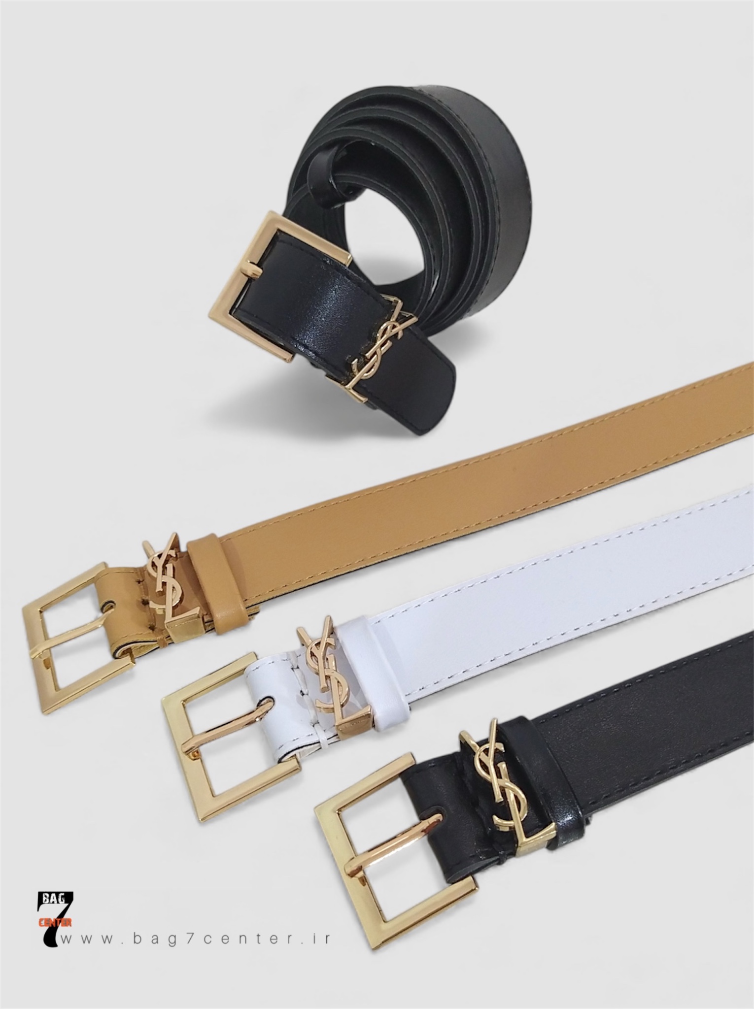 کمربند چرم زنانه وای اس ال رنگ کرم