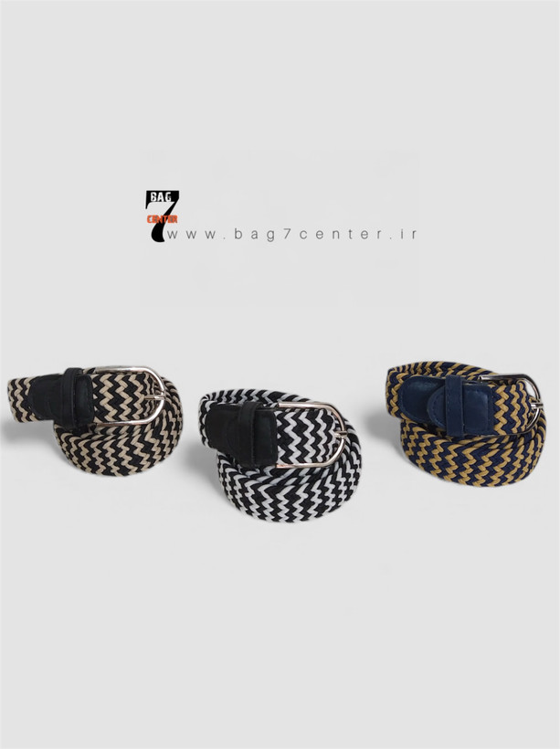 کمربند دخترانه بافتنی کرم سورمه ای