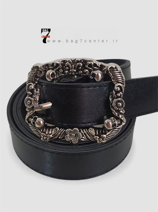 کمربند دخترانه چرم طرح اسکلت و گل