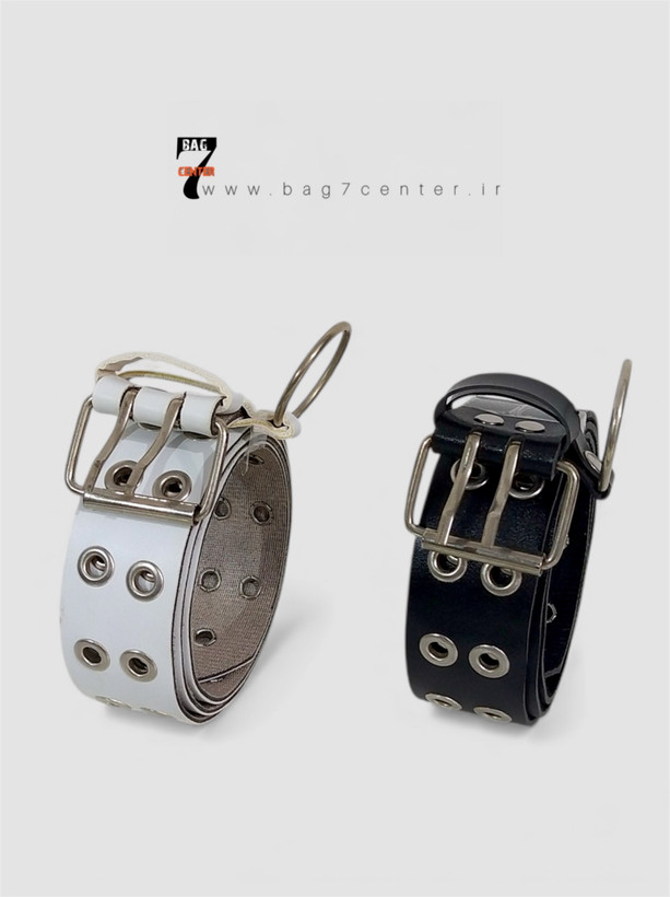 کمربند دخترانه چرم پانچی رنگ سفید